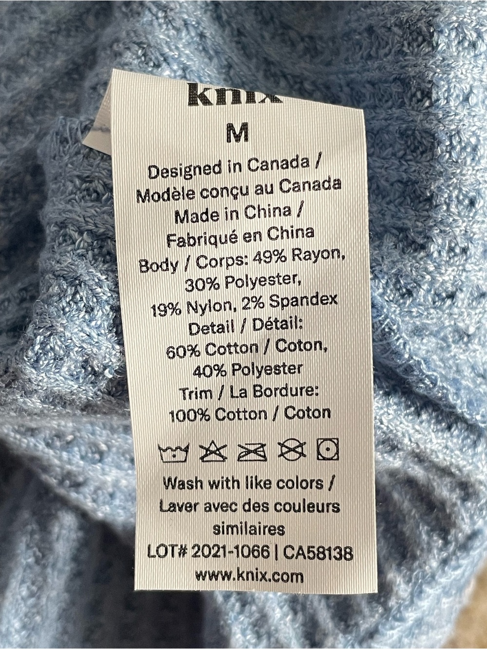 KNIX Light Blue Waffle Knit Henley Top - Picture 4 of 6
